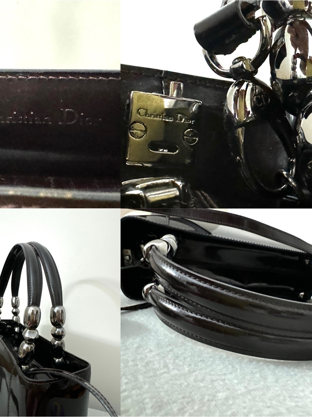 Auth Dior Black Patent Leather Top-Handle Bag - Picture 15 of 16
